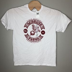 Schrute‎ Farms Unisex Large White Graphic Print T Shirt NWT